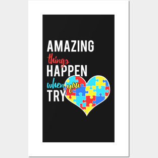 Autism Awareness Heart Puzzle Piece For Amazing Kids Posters and Art